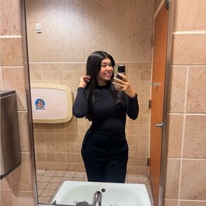 Black Ruched Long Sleeve Top